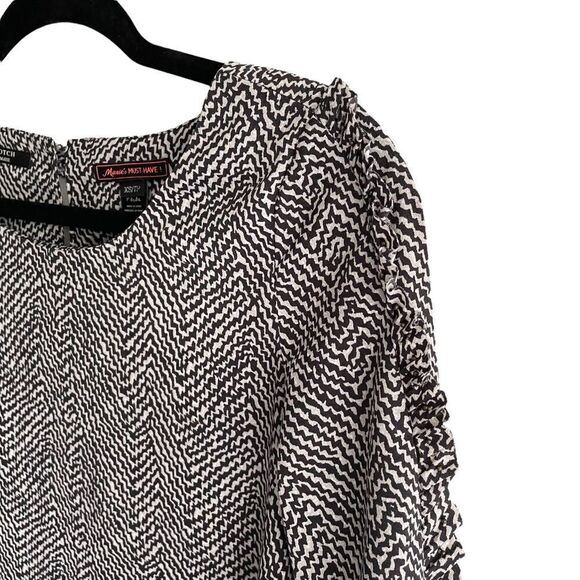 MAISON SCOTCH Scotch & Soda Black White Printed Blouse XS P - Picture 3 of 7